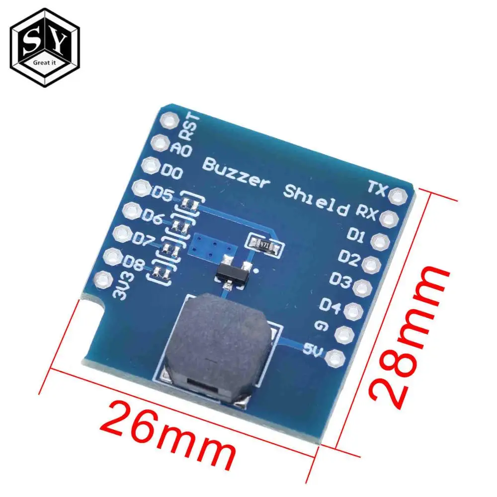 1 шт. Great IT Buzzer Shield V1.0.0 для WEMOS D1 mini|sound module|vehicle sensorvehicle detection sensor |