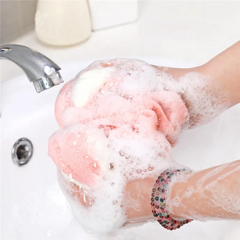 Губка для душа отшелушивающая сетчатая щетка губка чистые пузырьки сетка мягкий