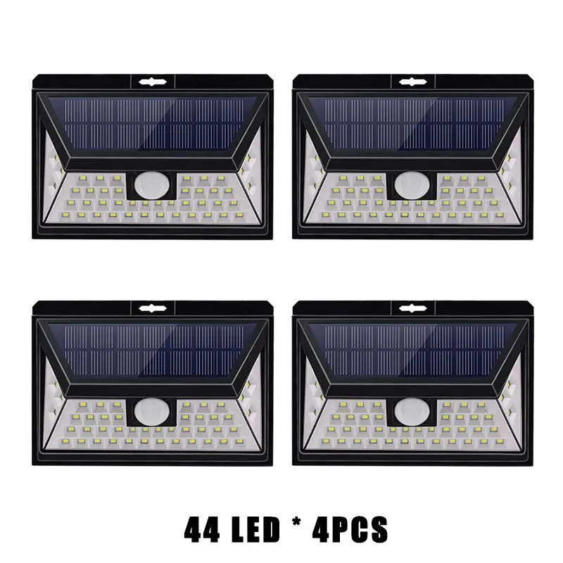 4pcs 44LED Солнечный светильник s уличный супер-яркий 118/44 светодиодный светильник с датчиком движения с 3 режимами солнечной лампы для сада патио - Испускаемый цвет: 4pcs 44LED