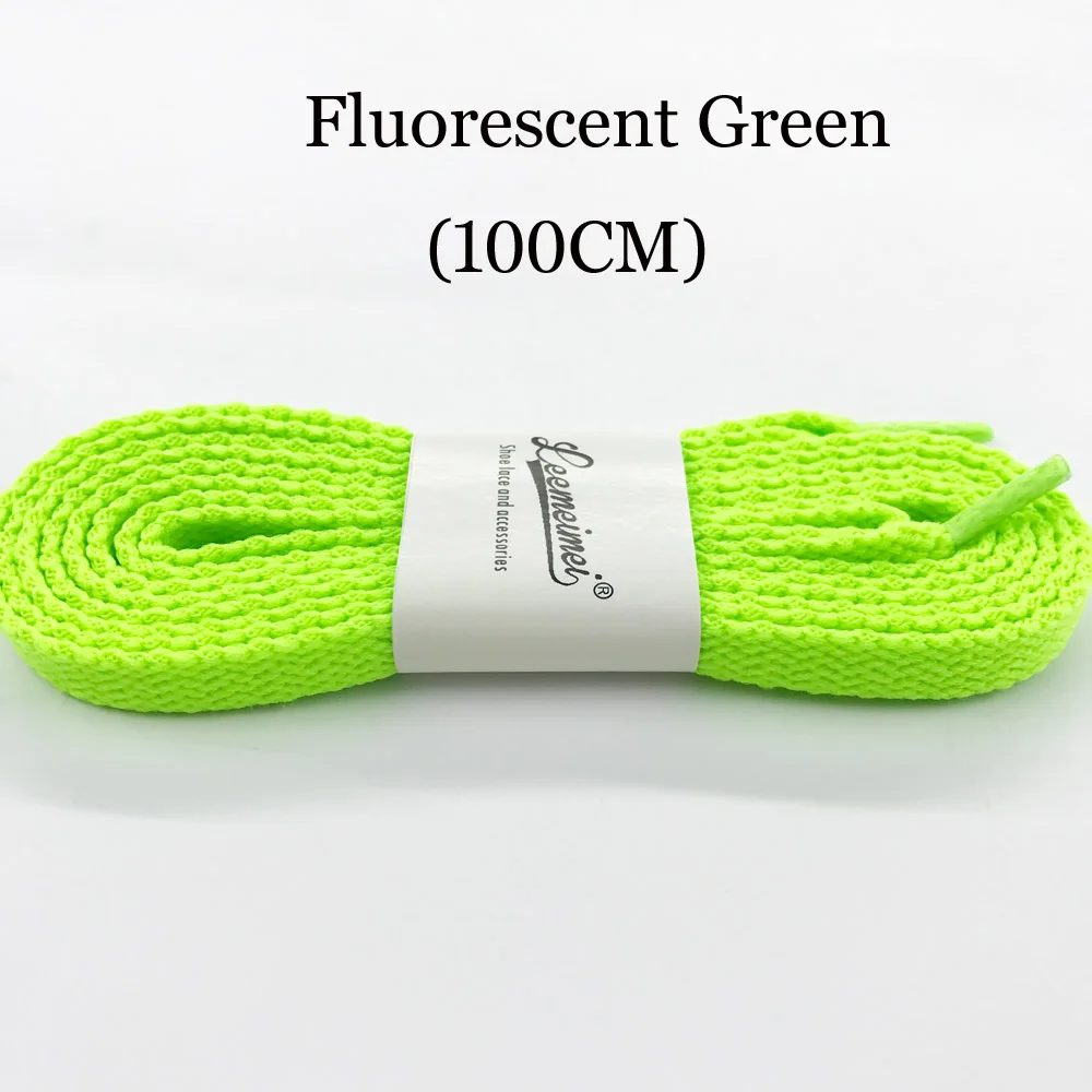 fluorescent green 100 см шнурки для обуви высокого качества Полиэстер Модные Спортивные Повседневные туфли кружева твердые плоские шнурки Cordones Zapatilla 20 цветов - Цвет: fluorescent green