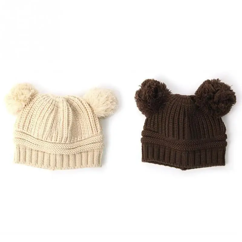 Мода сладкий ребенок детей мальчики малышей трикотажные вязания шапочки зимняя