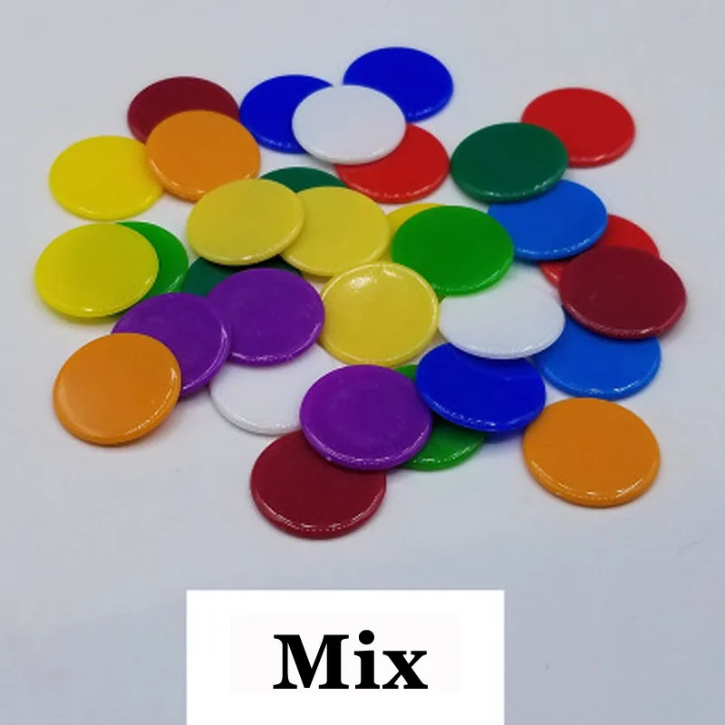 Mix 100 шт 19 мм фишки для бинго, маркеры для игры в бинго, пластиковые карты для классных детских и карнавальных игр в бинго - Цвет: Mix