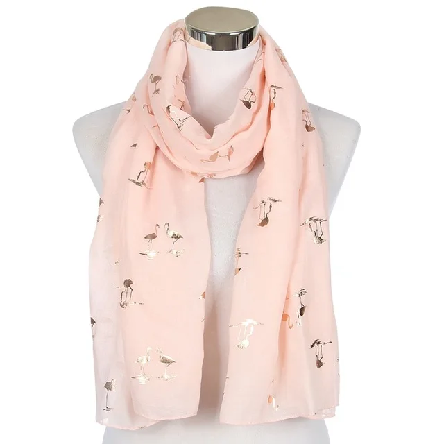 Pink Long Winfox розовый мятный зеленый шарф Круглый Женский блестящая бронзовая Фольга Золотой Фламинго лебедь кольцо шарф снуд платок для женщин - Цвет: Pink Long