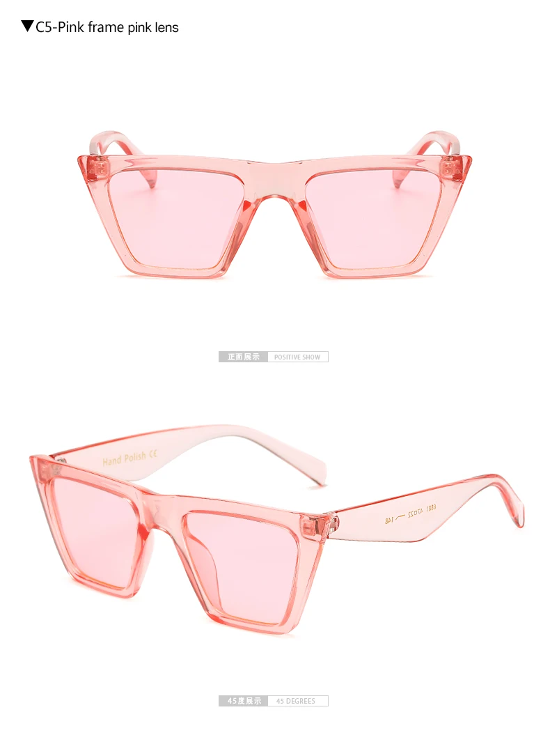 Pink Pink Длинные Модные женские солнцезащитные очки, квадратные солнцезащитные очки, женские зеркальные линзы UV400, Летний стиль, винтажная черная большая оправа, очки - Цвет линз: Pink Pink