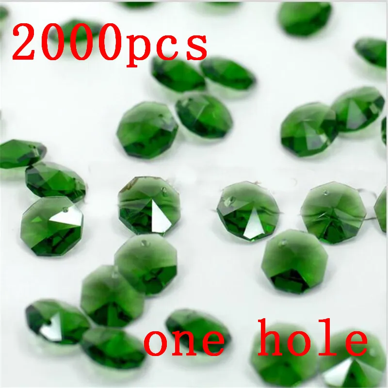 Быстрая доставка 2000 шт/партия 14 мм темно-зеленые Восьмиугольные кристаллы в 1