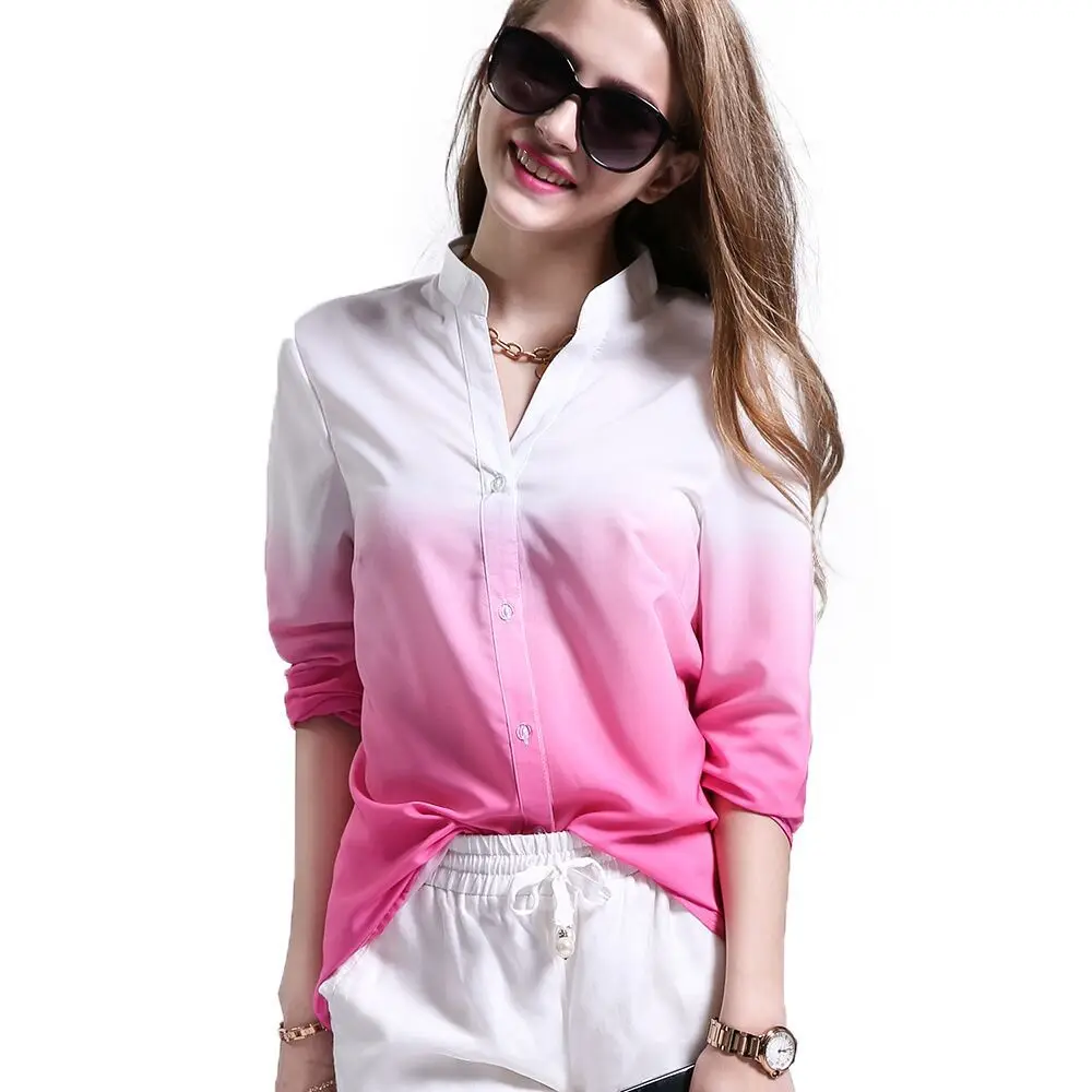 Для женщин блузка Рубашки для мальчиков Длинные рукава v образным вырезом и