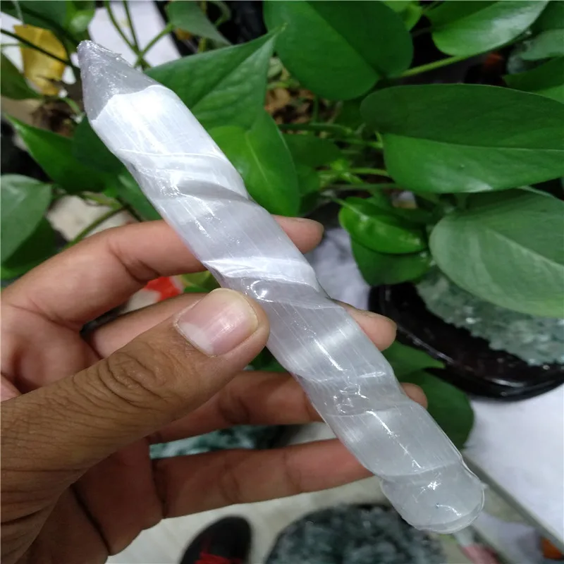 Selenite Хрустальная Массажная палочка &quotспиральная полированная круглая и