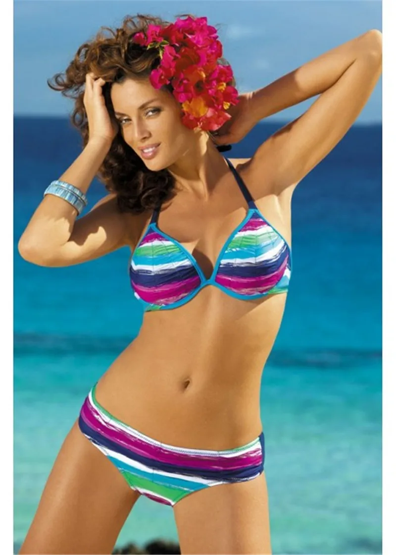 SAKKUS 2019 купальный костюм женский комплект бикини стринги сексуальный полосатый