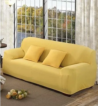 yellow Растягивающийся чехол для дивана из спандекса, большая эластичность, полиэстер, чехол для дивана на двоих, Чехол для мебели, 1 шт., чистый цвет, машинная стирка - Цвет: yellow