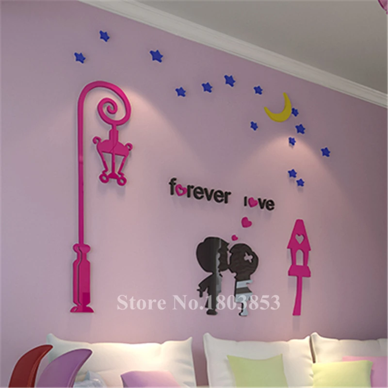 Детские Мультяшные 3D Хрустальные акриловые настенные наклейки спальня диван тв