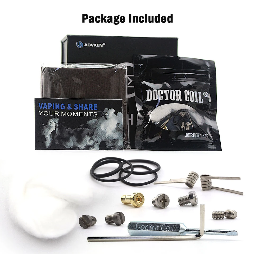 Оригинальный Advken Breathe RDA Tank 24 мм e cig rebuildable dripping atomizer Bottom airflow Dual Posts Airflow control