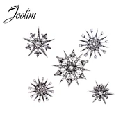 joolim jewelry wholesale5pcs set vintage crystal starburst pins set women snowflake brooch costume jewelry free shipping 2020