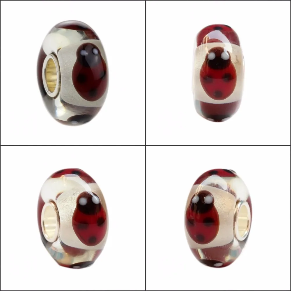 925 стерлингового серебра ручной работы животное Шарм из муранского стекла бусины