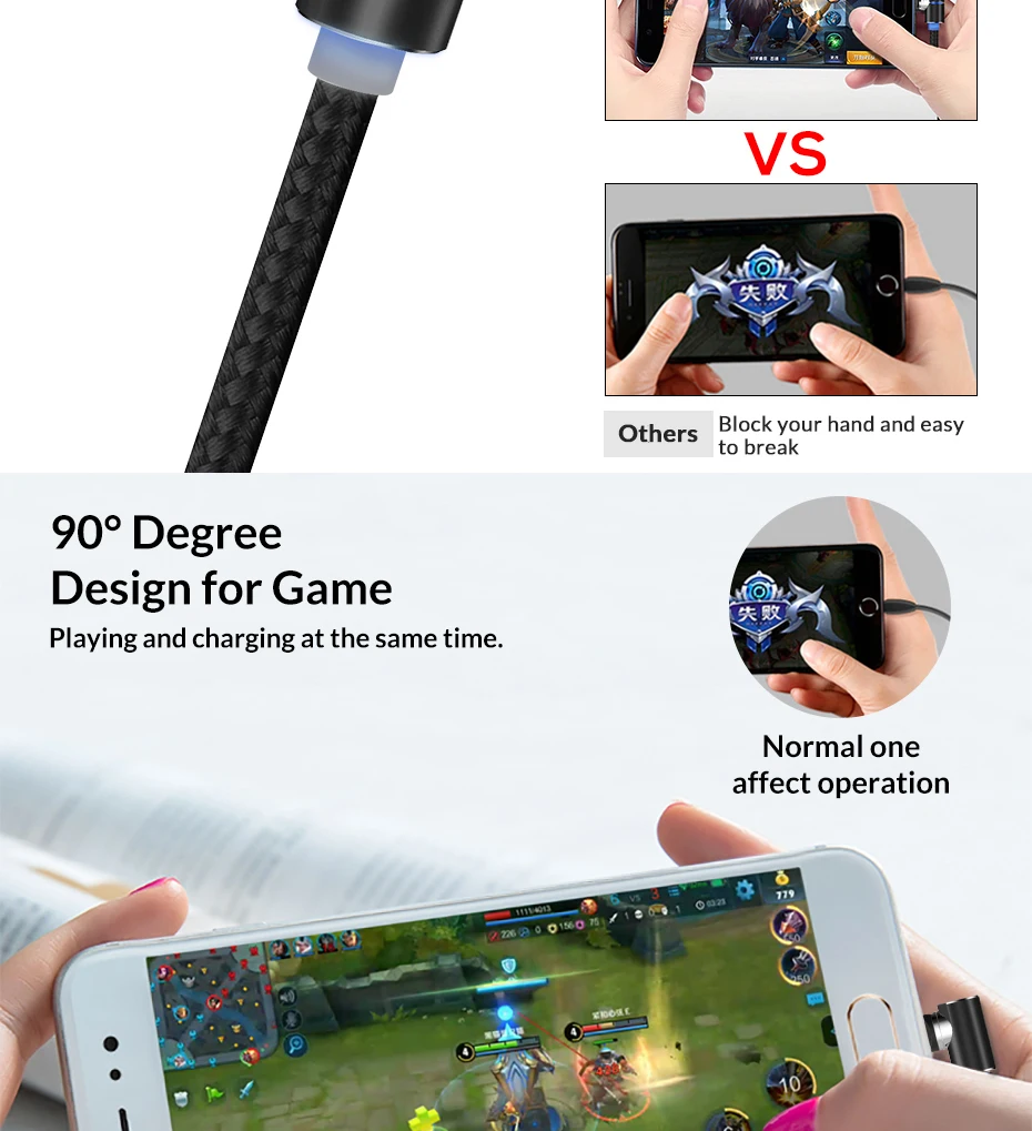 TOPK AM51 90 градусов светодиодный Micro USB кабель Магнитный зарядный кабель для iPhone samsung Xiaomi usb type C Магнитный зарядный кабель адаптер