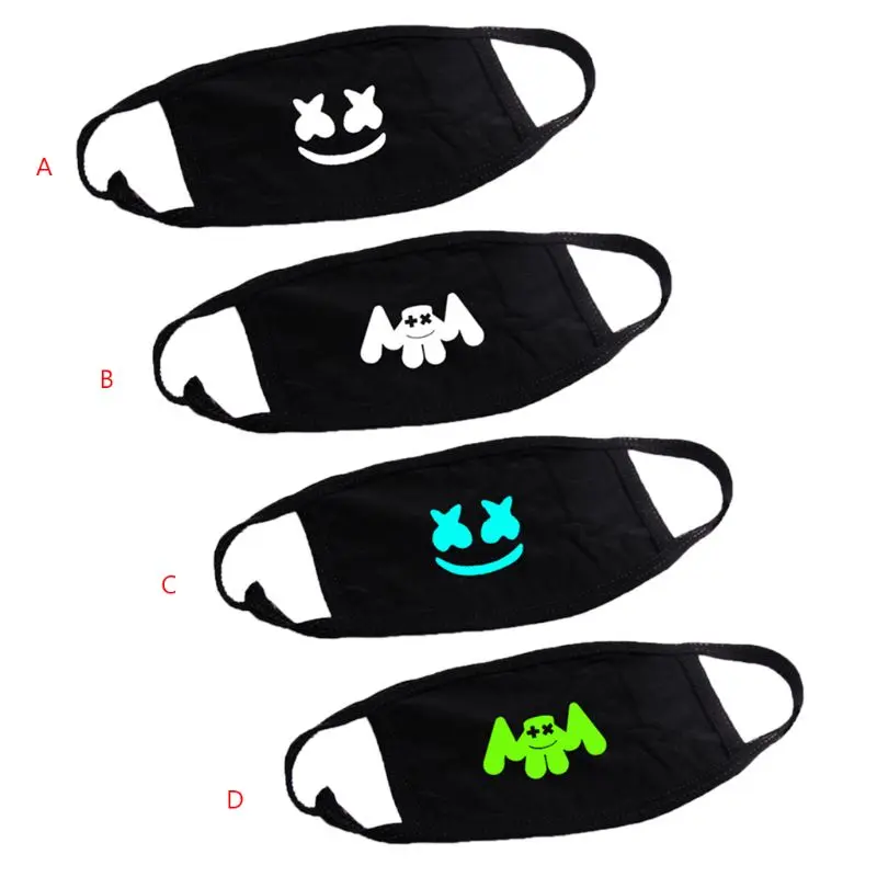 Women Men Harajuku Summer Anti-Dust Mouth Mask Music Hip-Hop DJ Print Luminous Electronic Sound Fan Cotton Respirator Streetwear