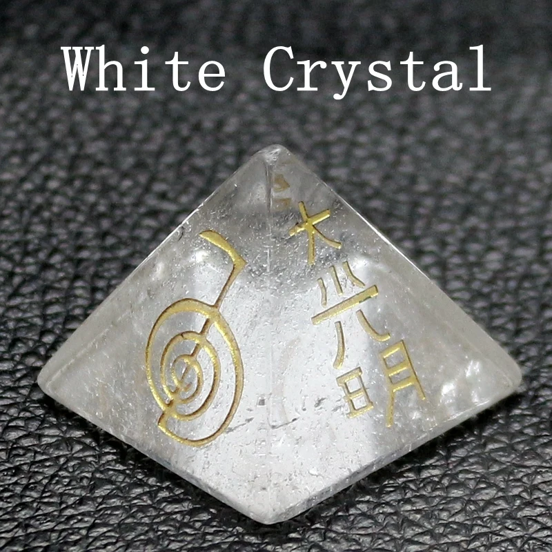 White Crystal Горячие продажи природного кристалла драгоценного камня Пирамида с резьбой энергии аура чакра - Цвет: White Crystal