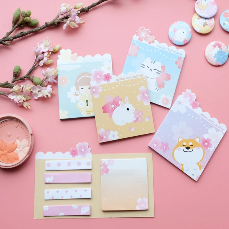 

Kawaii Cherry Animal Sakura Memo Pad N Times Sticky Notes Escolar Papelaria школьная наклейка-закладка японские канцелярские принадлежности