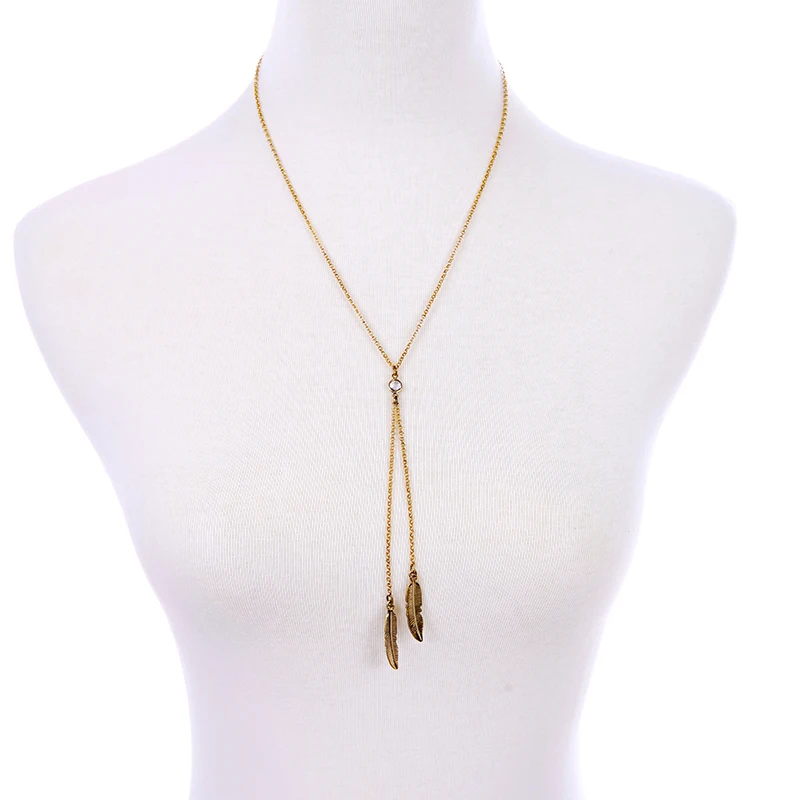 Оптовая цена 2016 новый дизайн золотой сплав кулон в виде пера для ожерелья женские