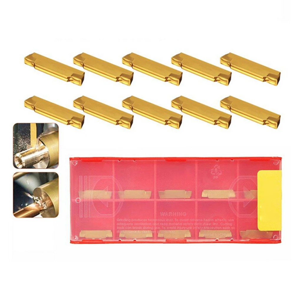10Pcs MGMN200-G 2mm Carbide Insert for MGEHR/MGIVR Grooving Cut Off Turning Tool