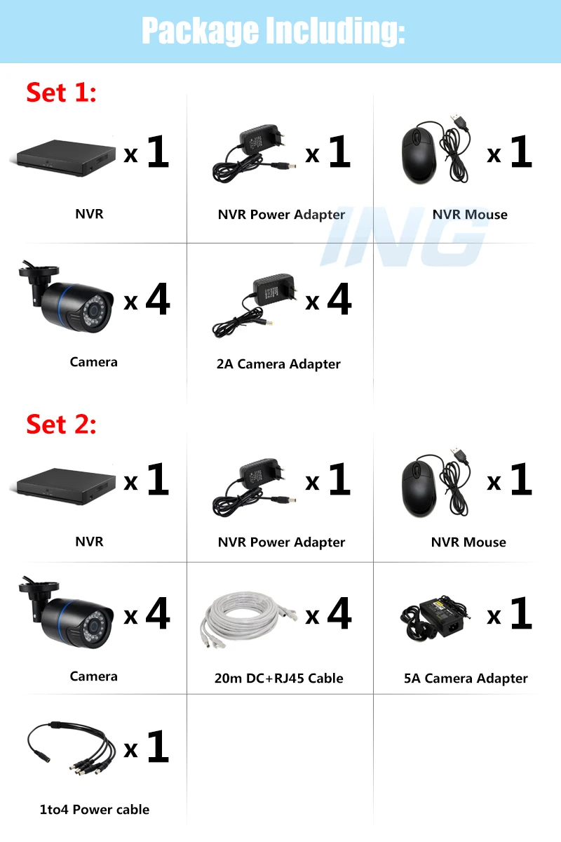 4CH 1080P IP CCTV камера Камера Системы комплект HD 8-канальный сетевой видеорегистратор NVR 4 шт. 1920x1080P 2.0MP Водонепроницаемый пуля Камера Secuity Камеры скрытого видеонаблюдения