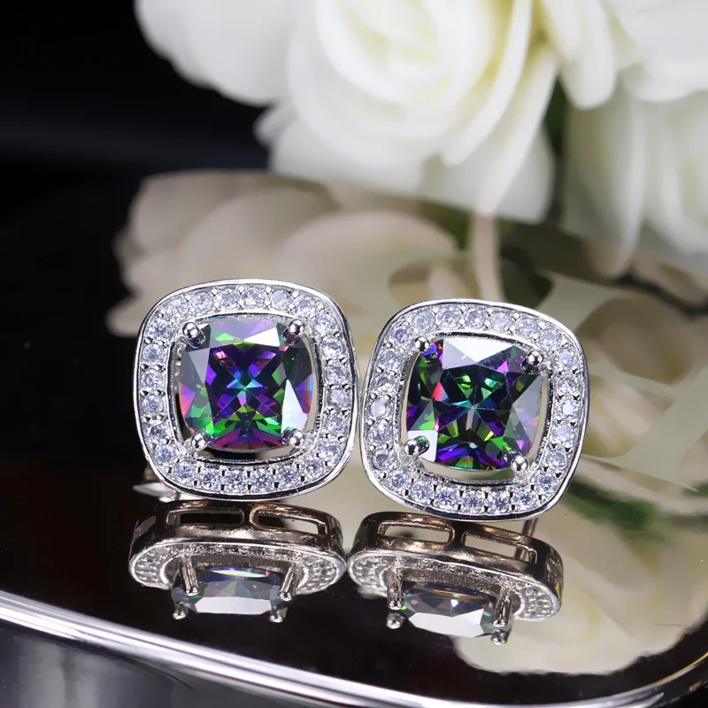 CWWZircons классические квадратные благородные мистические хрустальные серьги