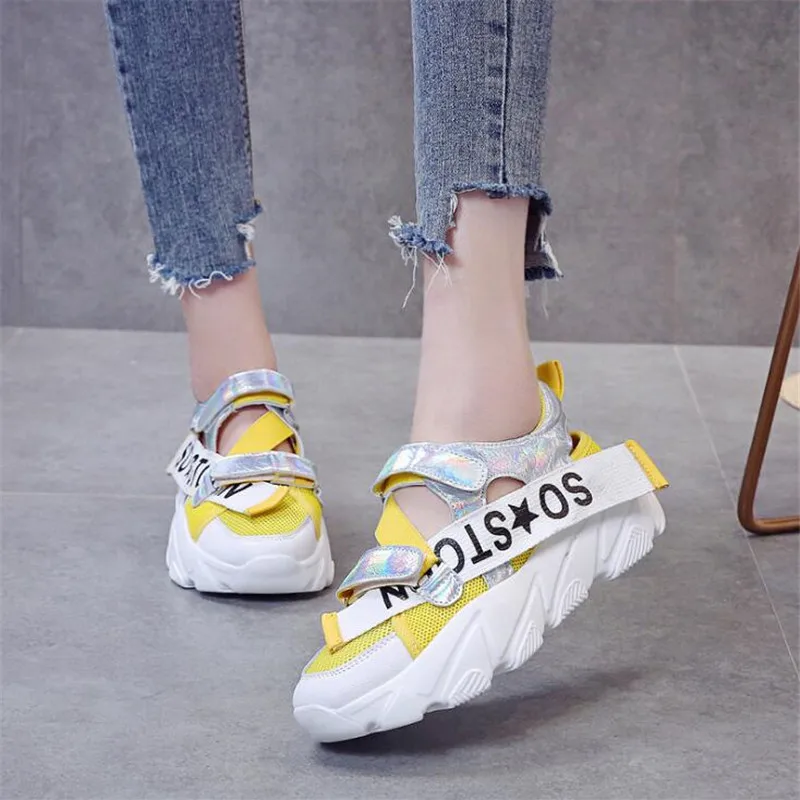 2019 г. женская обувь на плоской подошве белая Повседневная дышащая из сетчатого