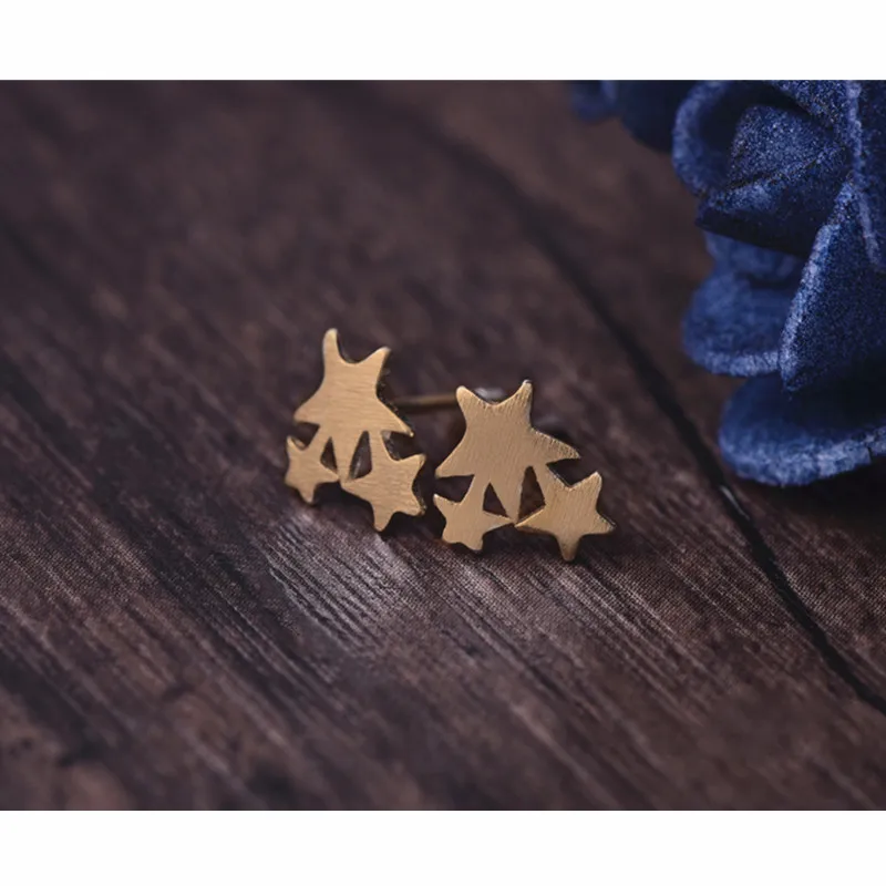 Модные ювелирные изделия золото серебро цвет матовый звезда гвоздики для женщин