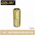 GOLISI S43 IMR 26650 4300 мАч 3,7 В CDR 30AMAX 40A Аккумулятор для вейпа, фонарик, налобный фонарь, игрушка, 1 шт.
