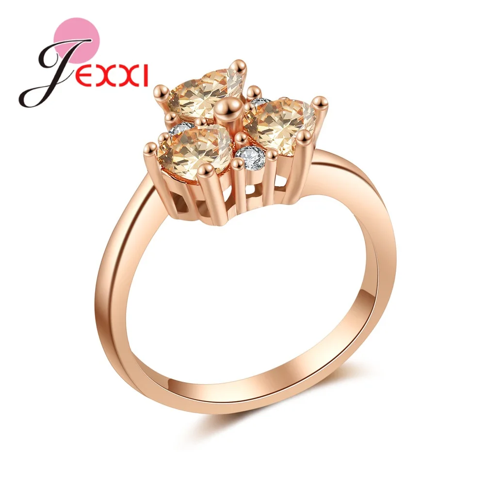 

Rose Gold Color Classic Simple Design Prong Sparkling Solitaire Zirconia Forever Wedding Ring Wholesale Popular Jewelry