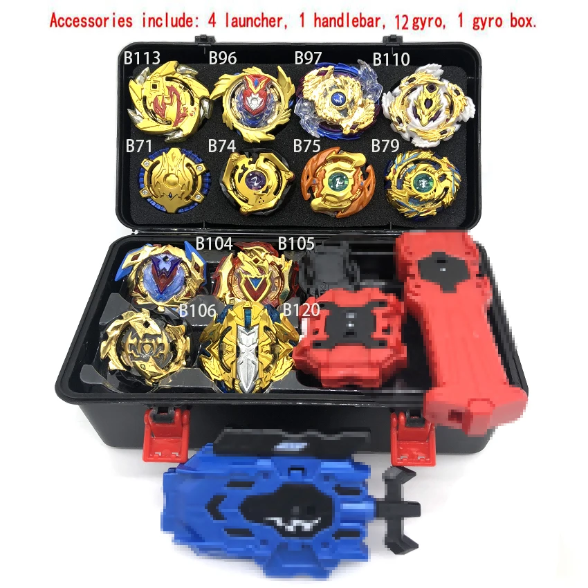 B-133 коробки Топ пусковые установки Такара TOMY Beyblades burst игрушки B-133 bables Toupie Gyro burst Металл Бог спиннинг Топы - Цвет: 12 gold