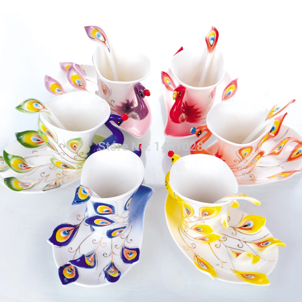 Высококачественный чайник с павлином керамические кружки керамическая эмаль