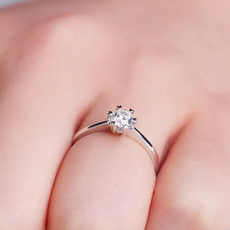 Подлинное 925 пробы Серебряная Снежинка Форма обручальные кольца для Для женщин