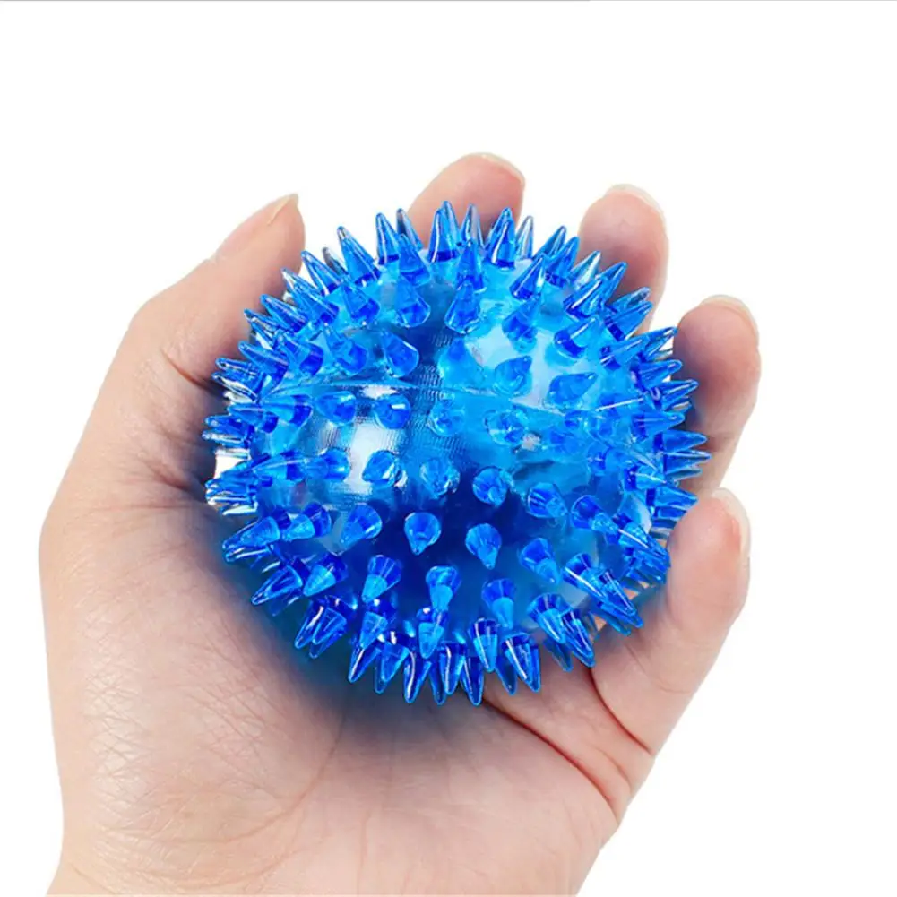 Pet Vocal мигающий Spiky мяч мягкий резиновый Осветляющий для домашних собак