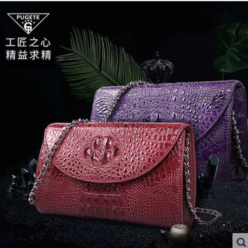 Pugete новая крокодиловая женская сумка модная на цепочке через плечо для отдыха|women