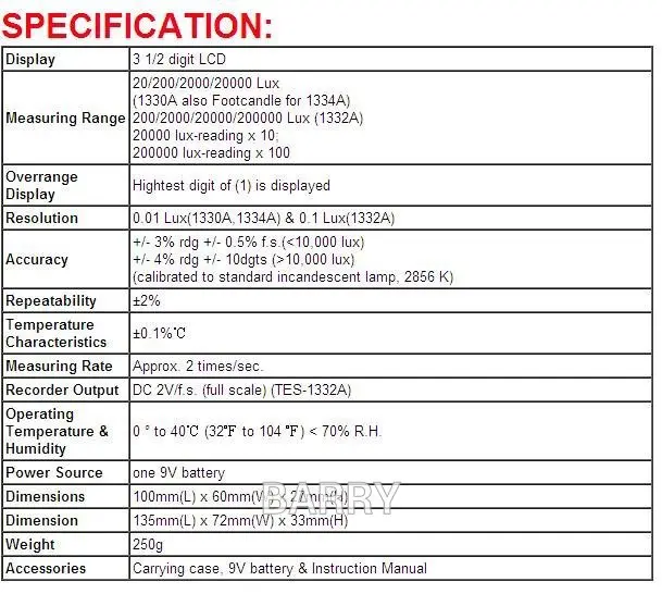 TES 1330A TES1330A цифровой EMF LUX измеритель, светильник, тестер, измеритель освещенности, люксметр