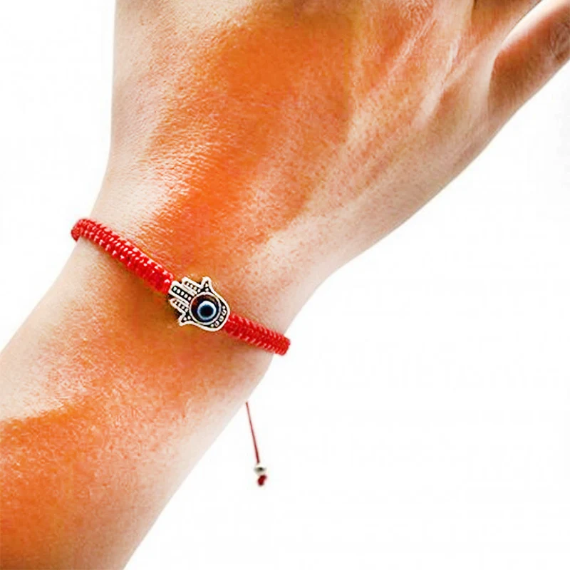 Ручная работа красные нити голубой глаз браслеты с подвесками плетеные веревки