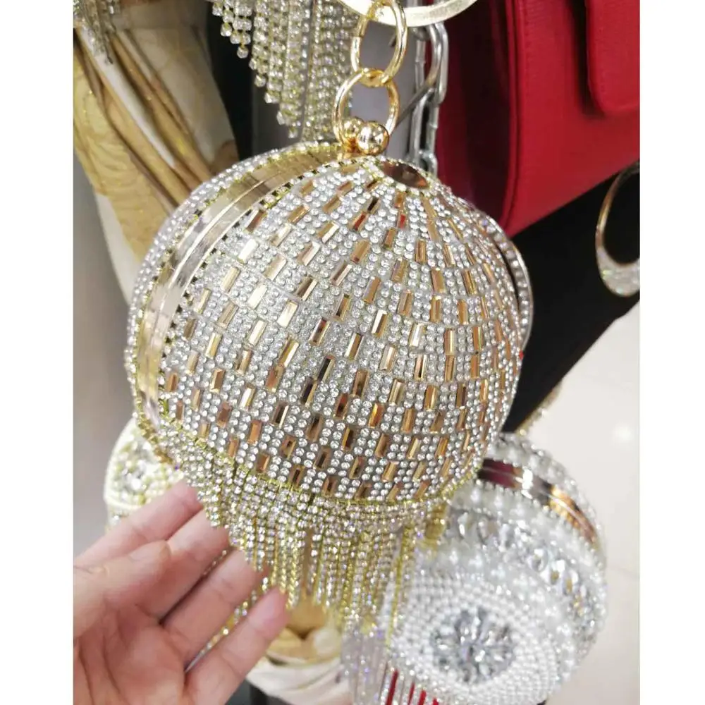 Gold Silver Дизайнерские сумки с кристаллами и кисточками, роскошные сумки с кристаллами, сумки-клатчи для женщин, ручные вечерние сумки - Цвет: Gold Silver