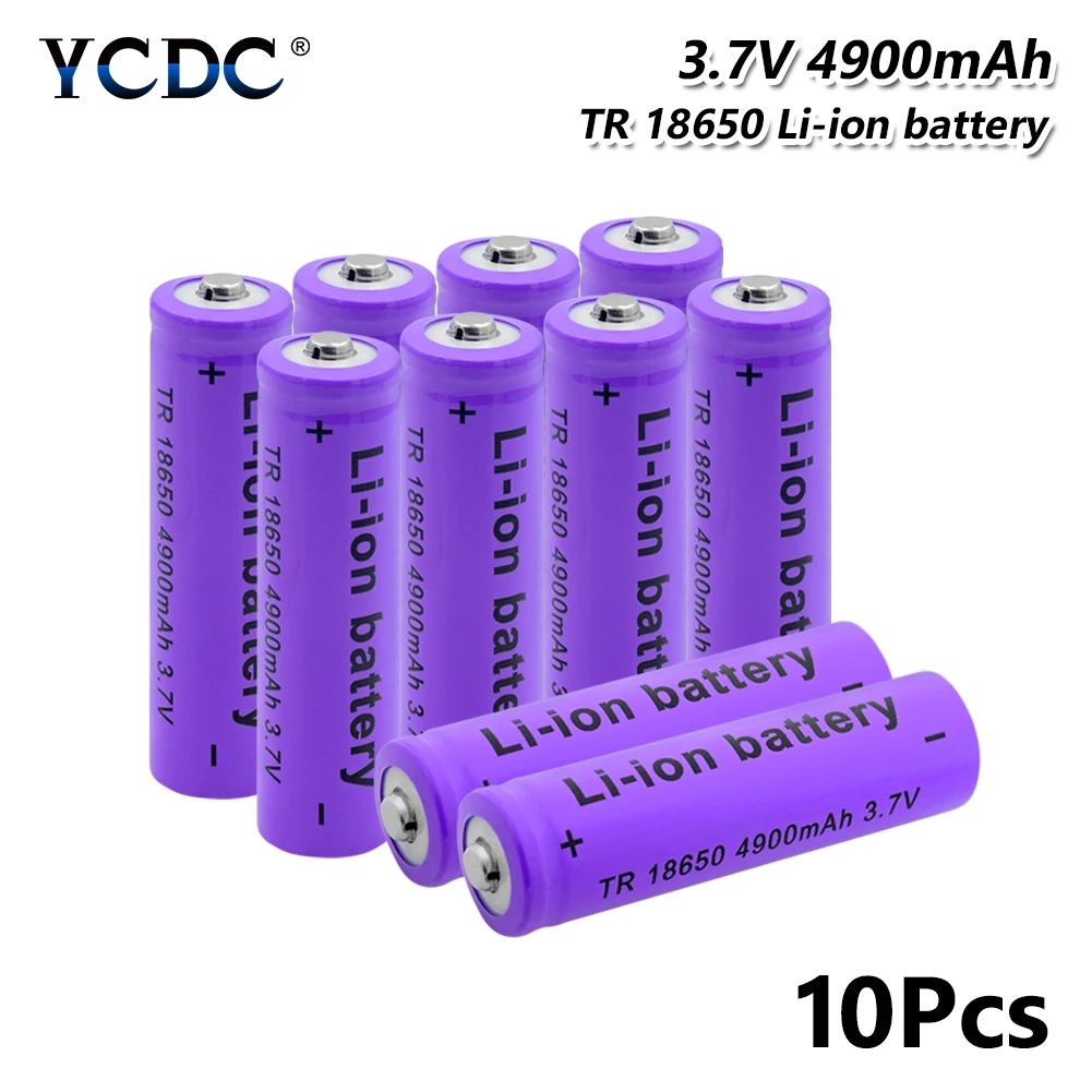 1/2/4/6/8/10x TR 18650 литий-ионная батарея 3,7 V 4900mAh литий-ионная батарея Rechagreable 4900mAh 18650 фонарик батарея