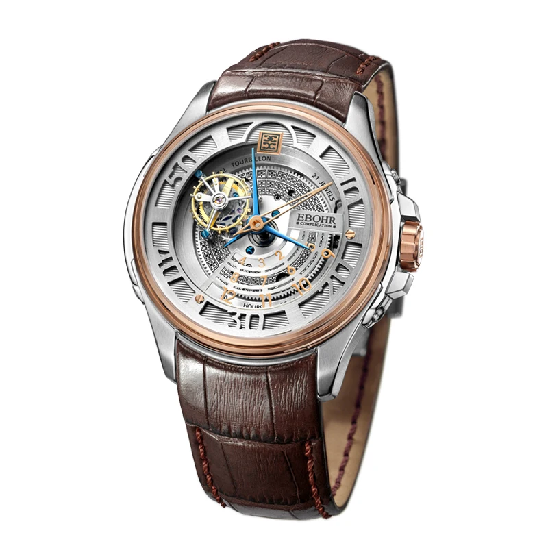 Бренд EBOHR роскошные механические мужские часы водонепроницаемые деловые