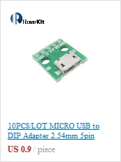 5 шт./лот MICRO USB для DIP адаптер 2,54 мм 5pin гнездовой разъем конвертер печатной платы типа в USB-01