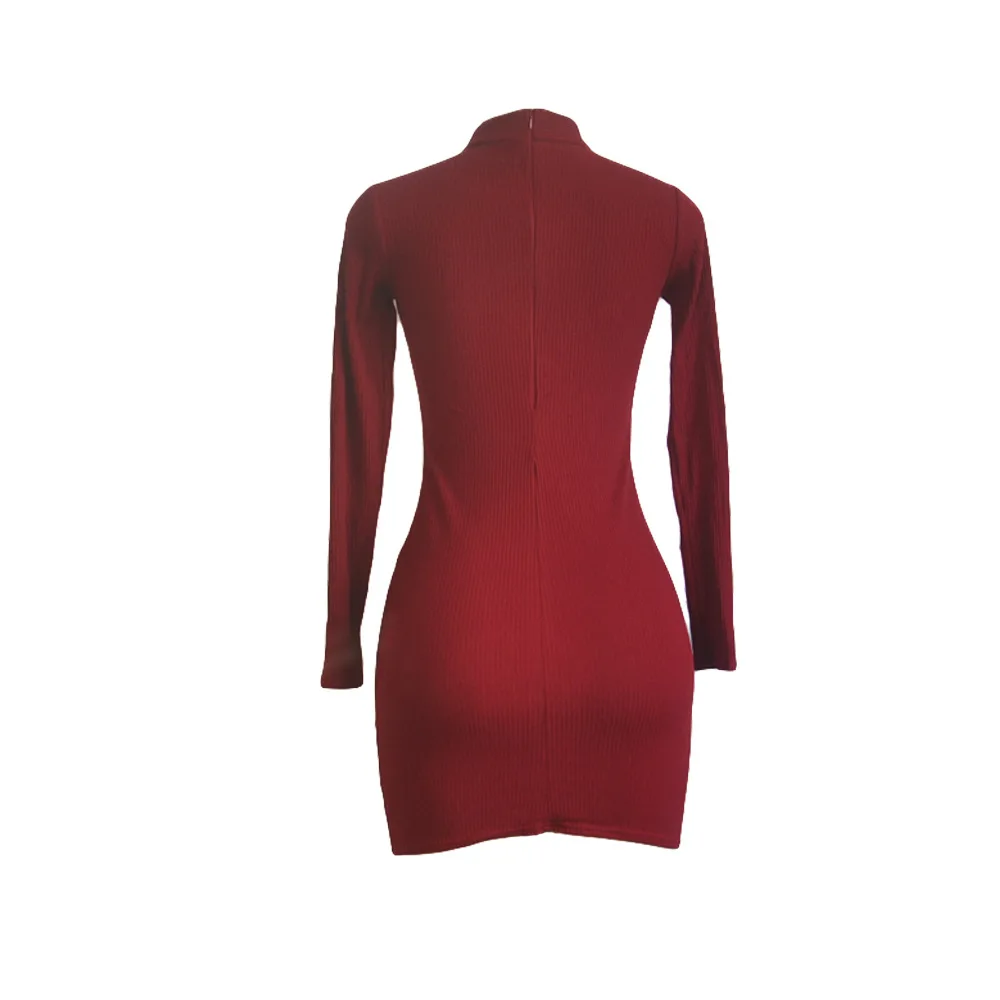 Женское трикотажное платье с длинным рукавом вечерние облегающие платья черного