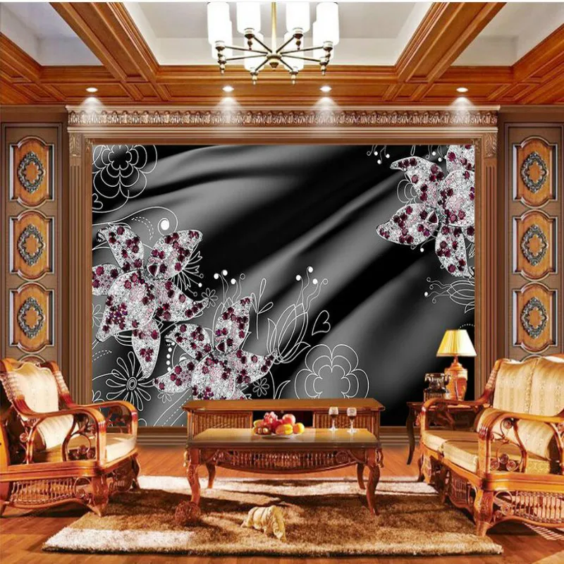 Черный атласный драгоценный камень 3D настенная бумага для стен 3d декоративная