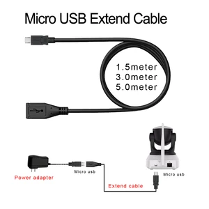 Удлинительный кабель ESCAM Micro USB 5 в 2 А, адаптер питания, микро-USB коннектор, Удлинительный шнур 1 м 3 м 5 МР для IP-камерэлектронных продуктов