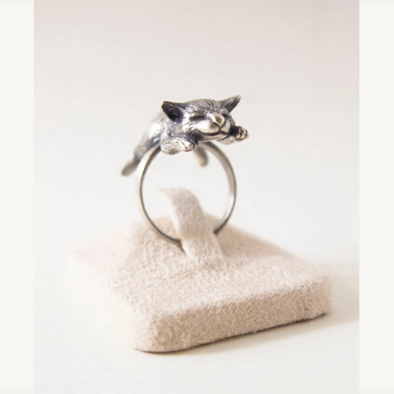 Wholesale Unique Handmade Retro Sleeping Cat Ring Cute Pet Girl Gift Jewelry--12pcs/Lot | Украшения и аксессуары