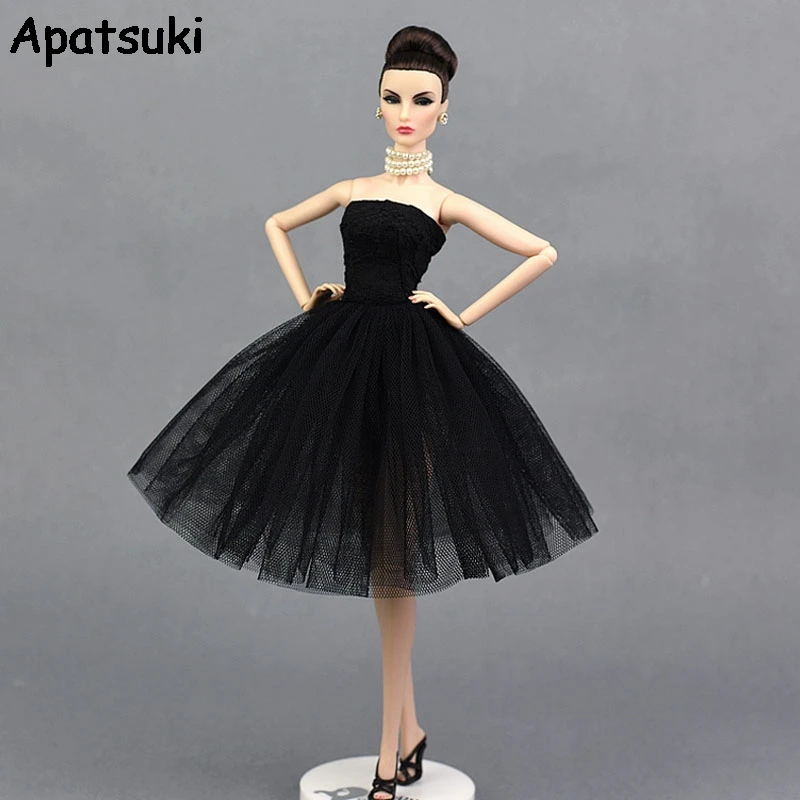 Сексуальное черное маленькое платье для куклы Барби Вечерние платья Vestido одежда для кукольный домик Barbie 1/6 BJD куклы аксессуары