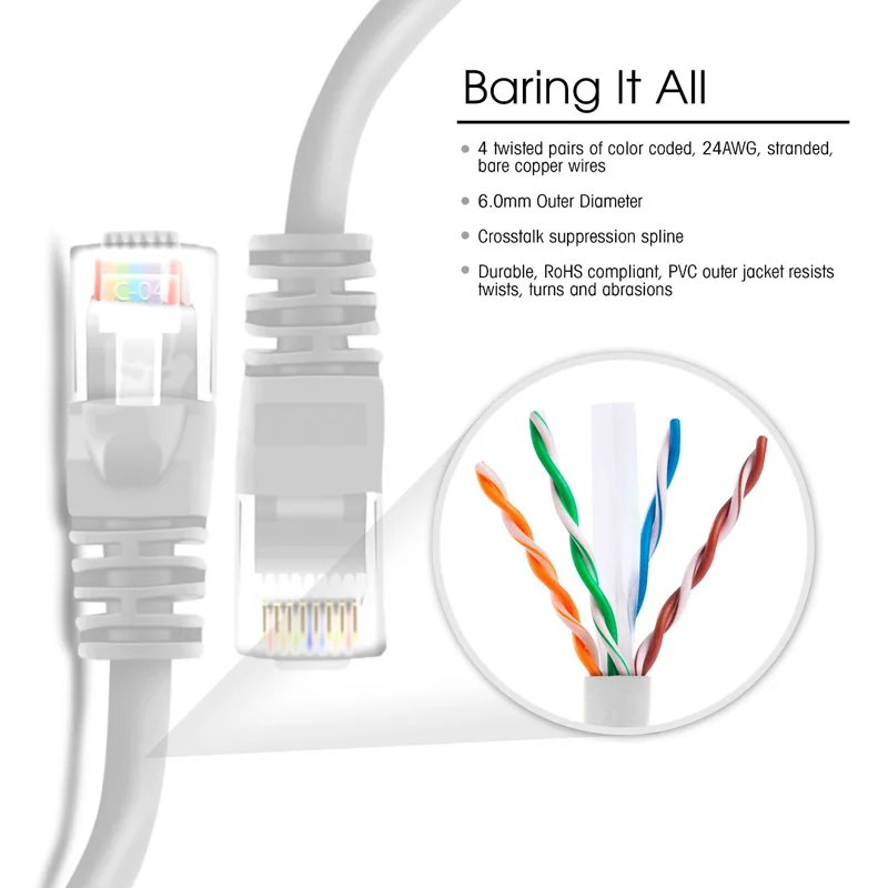 Белый 1 5 фута 50 см utp ethernet выполнять сети lan патч свинцовые кабели cat 6 rj45 8p8c разъем с