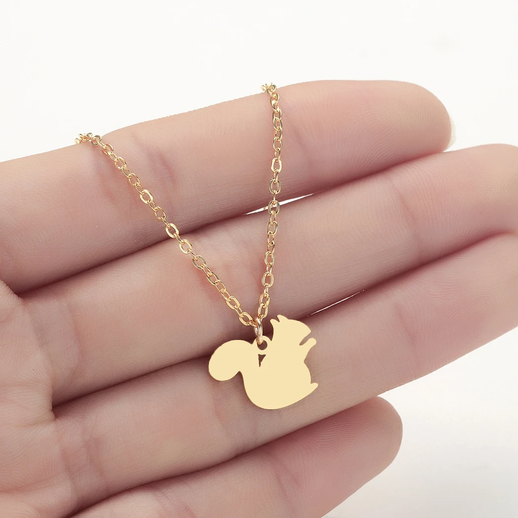 Kinitial мультфильм ожерелье с белками кулон цепь Чокер Воротник Мода нержавеющая