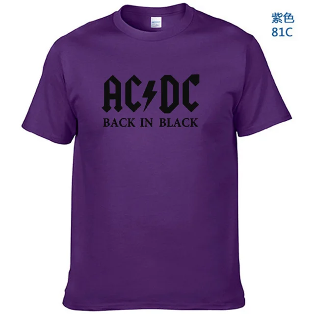 Purple-B Новинка, Camisetas, AC/DC, рок-группа, футболка, мужская, ACDC, черная, с графическим принтом, футболки, повседневная, с круглым вырезом, хип-хоп, короткий рукав, хлопок, Топ - Цвет: Purple-B