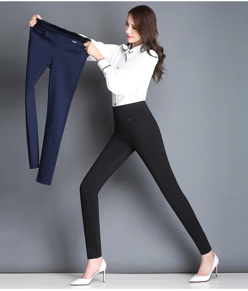 Женские Капри, Стрейчевые офисные брюки, pantalon femme, черные, белые бархатные женские брюки с высокой талией, зимние, размера плюс