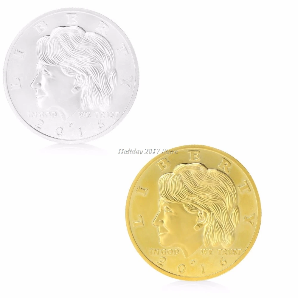 2017 Золотой Серебристый Хиллари Клинтон в Боге мы доверяем памятной вызов монеты
